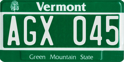 VT license plate AGX045