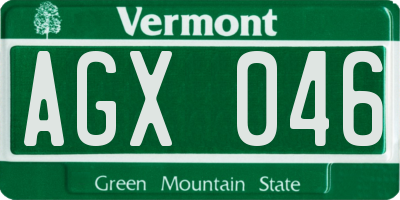 VT license plate AGX046