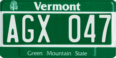 VT license plate AGX047