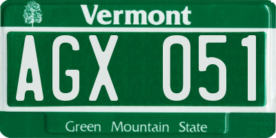 VT license plate AGX051