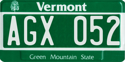 VT license plate AGX052