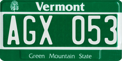VT license plate AGX053