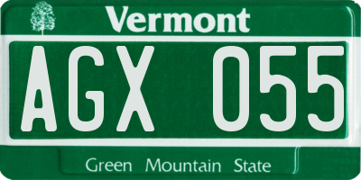 VT license plate AGX055