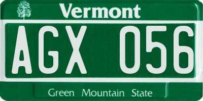 VT license plate AGX056