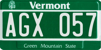 VT license plate AGX057