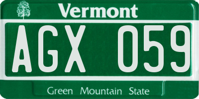 VT license plate AGX059