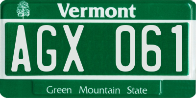 VT license plate AGX061