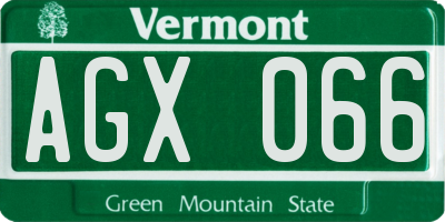 VT license plate AGX066