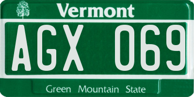 VT license plate AGX069