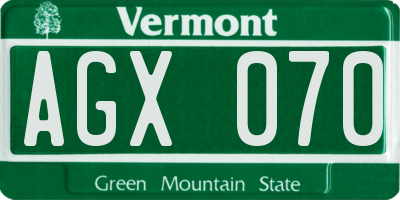 VT license plate AGX070