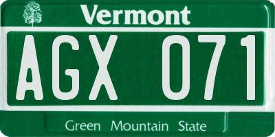 VT license plate AGX071