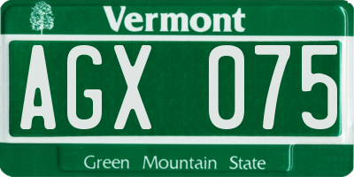 VT license plate AGX075