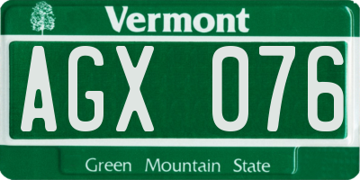 VT license plate AGX076