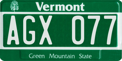 VT license plate AGX077
