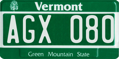 VT license plate AGX080