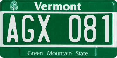 VT license plate AGX081