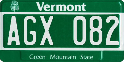 VT license plate AGX082