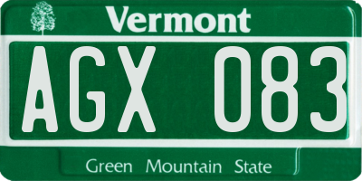 VT license plate AGX083