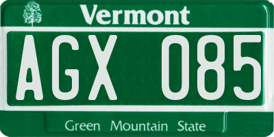 VT license plate AGX085