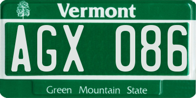 VT license plate AGX086