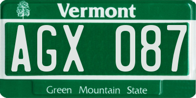 VT license plate AGX087