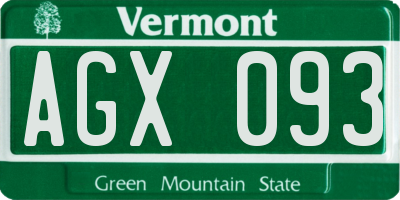 VT license plate AGX093