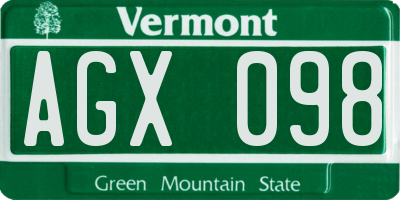 VT license plate AGX098