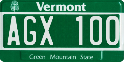 VT license plate AGX100