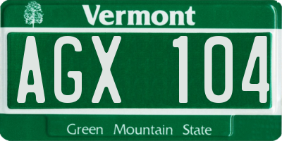 VT license plate AGX104