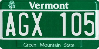 VT license plate AGX105