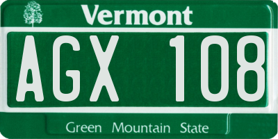 VT license plate AGX108