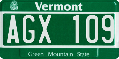 VT license plate AGX109