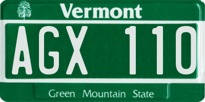 VT license plate AGX110