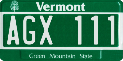 VT license plate AGX111
