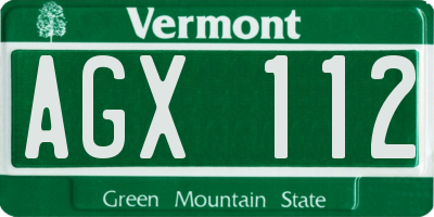 VT license plate AGX112