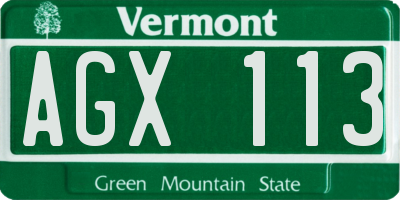 VT license plate AGX113