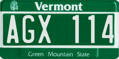 VT license plate AGX114