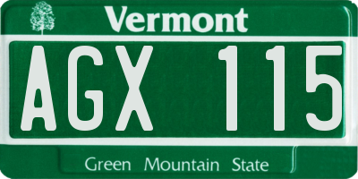 VT license plate AGX115