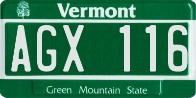 VT license plate AGX116