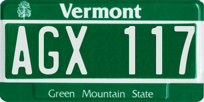 VT license plate AGX117