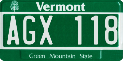 VT license plate AGX118