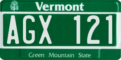 VT license plate AGX121