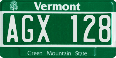 VT license plate AGX128