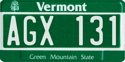 VT license plate AGX131