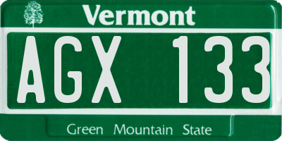 VT license plate AGX133