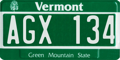 VT license plate AGX134