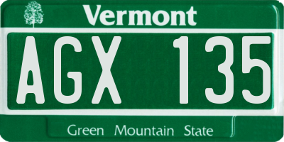 VT license plate AGX135