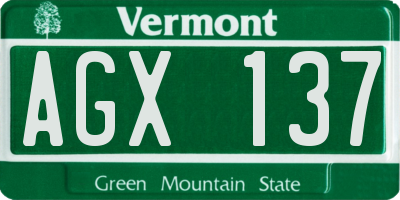 VT license plate AGX137