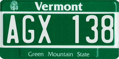 VT license plate AGX138