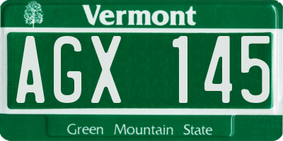 VT license plate AGX145